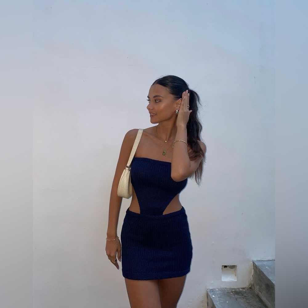 Lioness Elegant Navy Blue Cutout Dress S